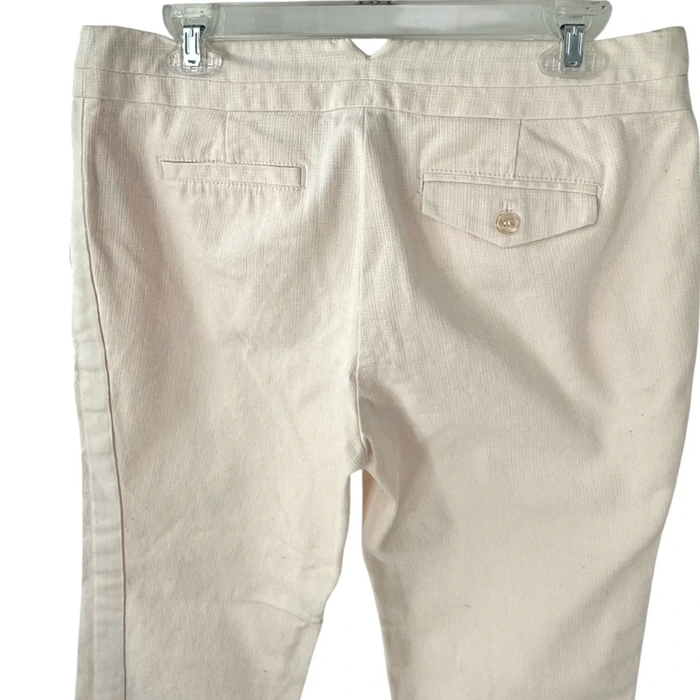 Tory Burch Pinky Ivory Stretch Cotton Ankle Pants Sz 10 Tailored Cropped Trouser